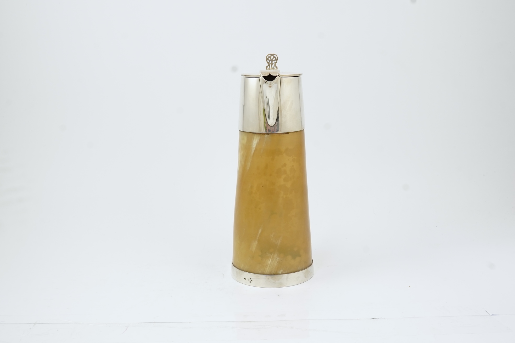 A Victorian silver mounted horn claret jug, by George Adams